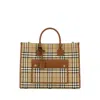 Burberry Women Printed Canvas Medium Freya Shopping Bag In Brown