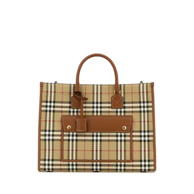 Burberry Women Printed Canvas Medium Freya Shopping Bag In Multi