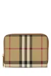 Burberry Checkered Pattern Canvas Wallet In Brown