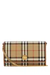 Burberry Hannah Check Flap Wallet On Chain In Archivebeige