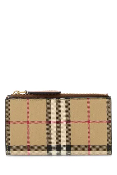 Burberry Printed Canvas Wallet Mini In Checked