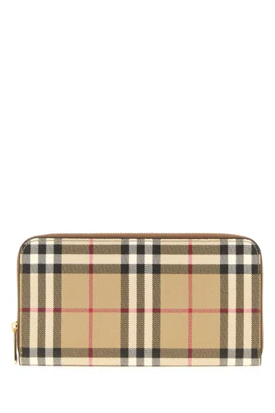 Burberry Printed Canvas Wallet Mini In Checked