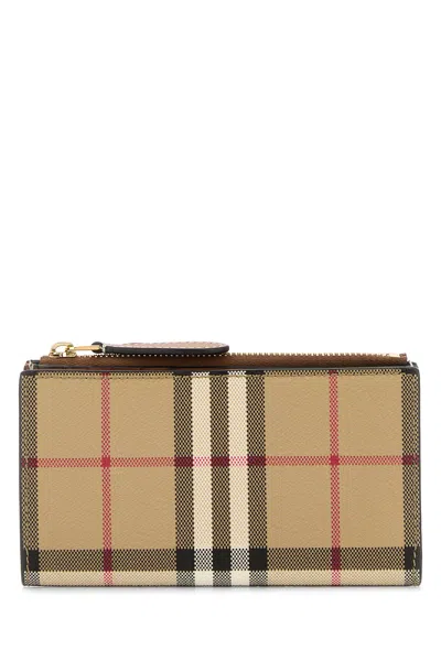 Burberry Printed Canvas Wallet In White