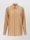 Burberry Printed Collared Shirt Long Sleeves In Nude