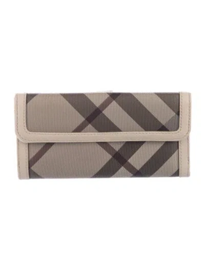 Pre-owned Burberry Printed Continental Wallet In Neutral