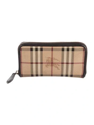 Pre-owned Burberry Printed Continental Wallet In Neutral
