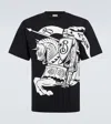 Burberry Black T-shirt With Contrasting Equestrian Knight Print In Cotton Man
