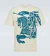 Burberry Mens Brand-print Crew-neck Relaxed-fit Cotton-jersey T-shirt Plaster In White