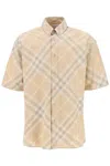 Burberry Logo Embroidery Check Shirt In Neutral