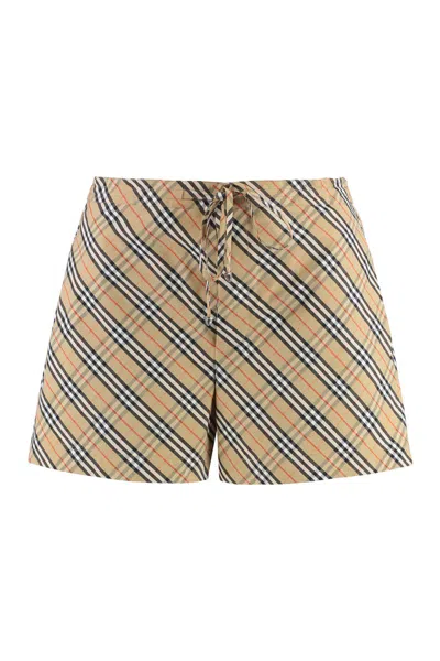 Burberry Printed Cotton Shorts In Beige