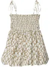 Burberry Knot Shirred Cotton Minidress In White