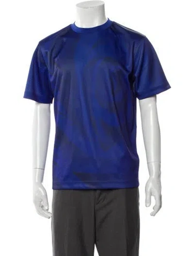 Pre-owned Burberry Printed Crew Neck Button-up Top W/ Tags In Blue