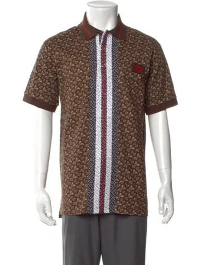 Pre-owned Burberry Printed Crew Neck Polo Shirt W/ Tags In Brown