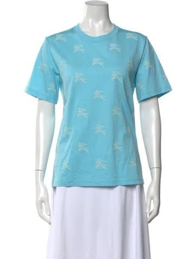 Pre-owned Burberry Printed Crew Neck T-shirt In Blue