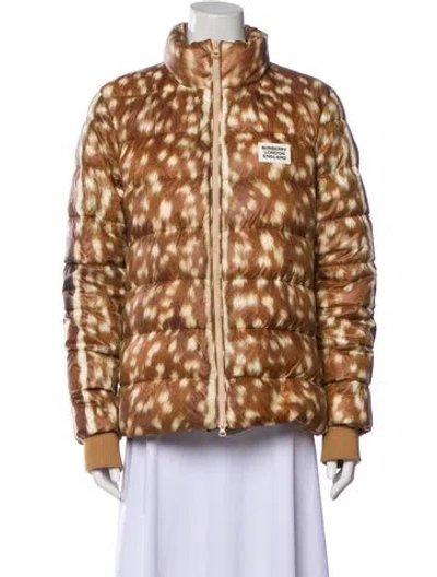 Pre-owned Burberry Printed Faux Fur Jacket In Brown