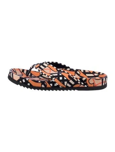 Pre-owned Burberry Printed Flip Flops In Orange