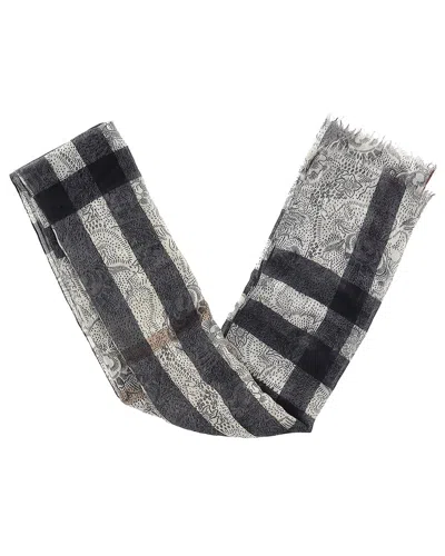 Burberry Printed Fringed Scarf (authentic Pre-loved) In Black