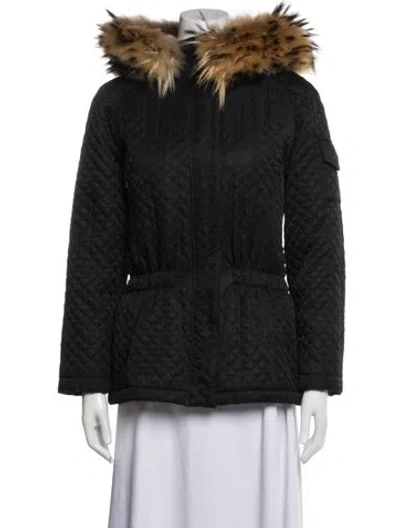 Pre-owned Burberry Printed Fur Jacket In Black