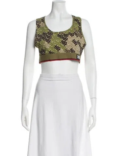 Pre-owned Burberry Printed Grosgrain Trim Lounge Set In Green