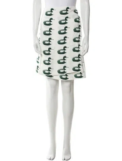 Pre-owned Burberry Printed Knee-length Skirt W/ Tags In White