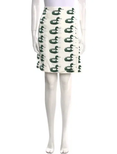 Pre-owned Burberry Printed Knee-length Skirt W/ Tags In White