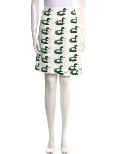 Pre-owned Burberry Printed Knee-length Skirt W/ Tags In White