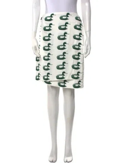 Pre-owned Burberry Printed Knee-length Skirt In White