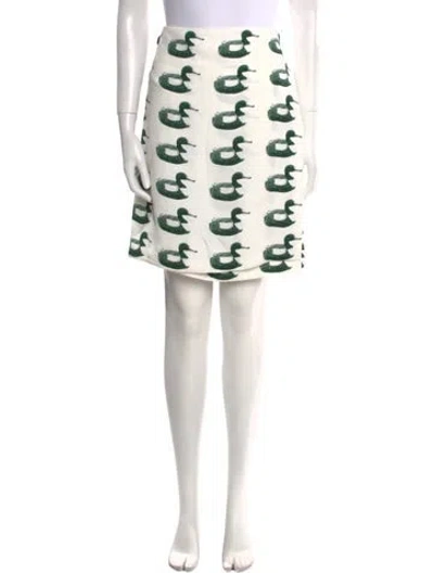 Pre-owned Burberry Printed Knee-length Skirt In White