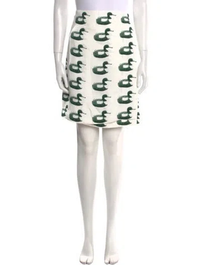 Pre-owned Burberry Printed Knee-length Skirt In White