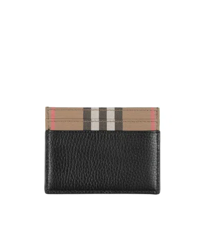 Burberry Printed Leather Card Holder In Black