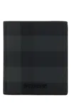 Burberry Leather Cardholder With Printed Check Pattern In Black
