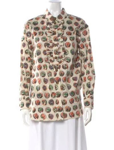 Pre-owned Burberry Printed Long Sleeve Blouse In Neutral