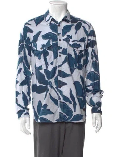 Pre-owned Burberry Printed Long Sleeve Shirt In Blue