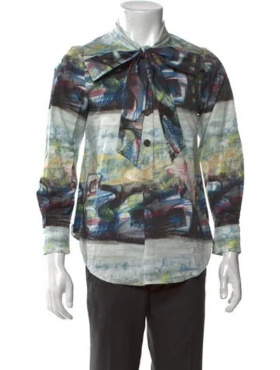 Pre-owned Burberry Printed Long Sleeve Shirt In Blue