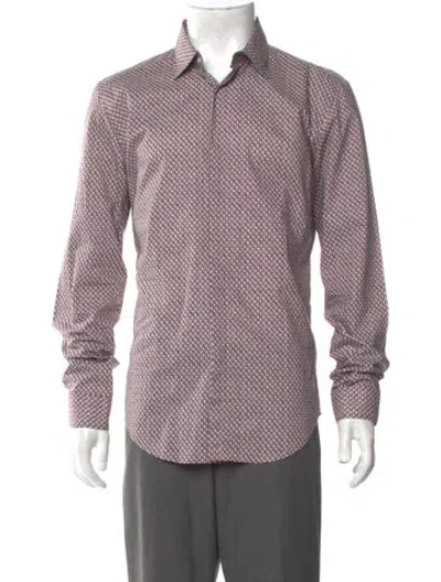 Pre-owned Burberry Printed Long Sleeve Shirt In Burgundy