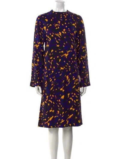 Pre-owned Burberry Printed Midi Length Dress W/ Tags In Purple