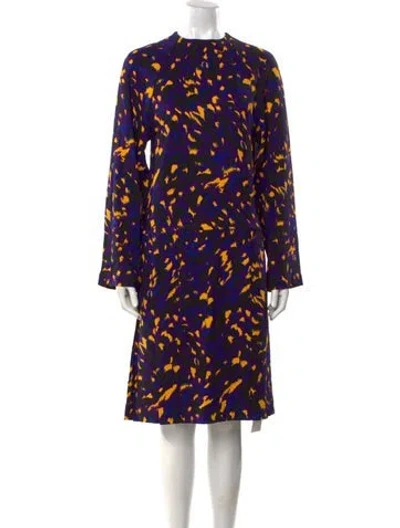 Pre-owned Burberry Printed Midi Length Dress W/ Tags In Purple