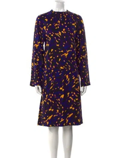 Pre-owned Burberry Printed Midi Length Dress W/ Tags In Purple