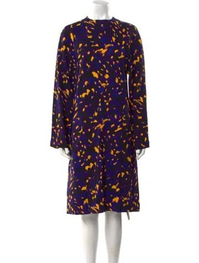 Pre-owned Burberry Printed Midi Length Dress W/ Tags In Purple