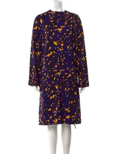 Pre-owned Burberry Printed Midi Length Dress W/ Tags In Purple