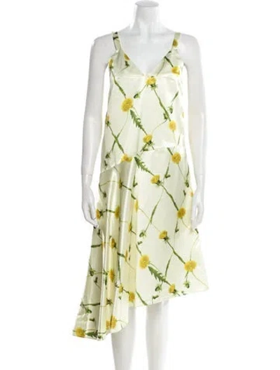 Pre-owned Burberry Printed Midi Length Dress W/ Tags In Yellow