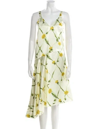 Pre-owned Burberry Printed Midi Length Dress In Yellow
