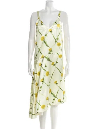 Pre-owned Burberry Printed Midi Length Dress In Yellow