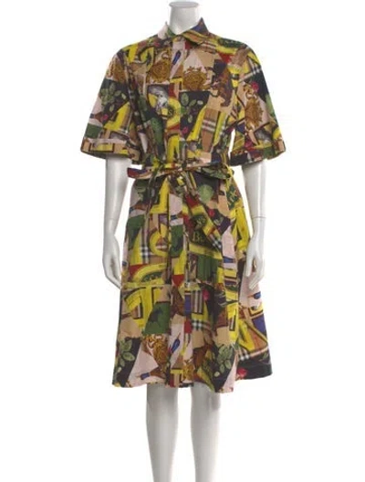 Pre-owned Burberry Printed Midi Length Dress In Yellow