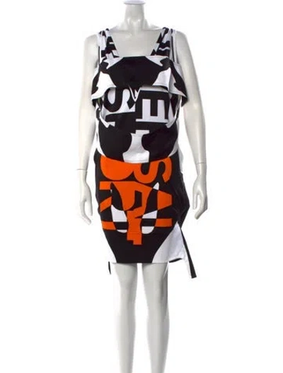 Pre-owned Burberry Printed Mini Dress W/ Tags In White