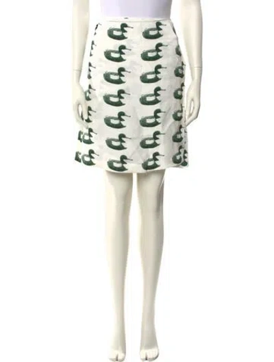 Pre-owned Burberry Printed Mini Skirt In White