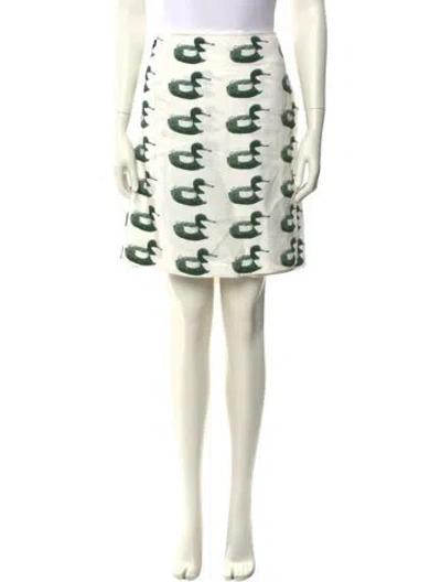 Pre-owned Burberry Printed Mini Skirt In White