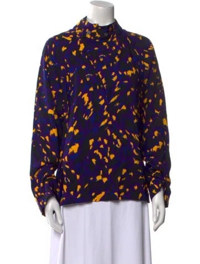 Pre-owned Burberry Printed Mock Neck Blouse In Multi