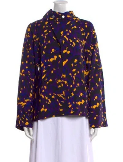Pre-owned Burberry Printed Mock Neck Blouse W/ Tags In Multi