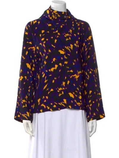 Pre-owned Burberry Printed Mock Neck Blouse W/ Tags In Multi